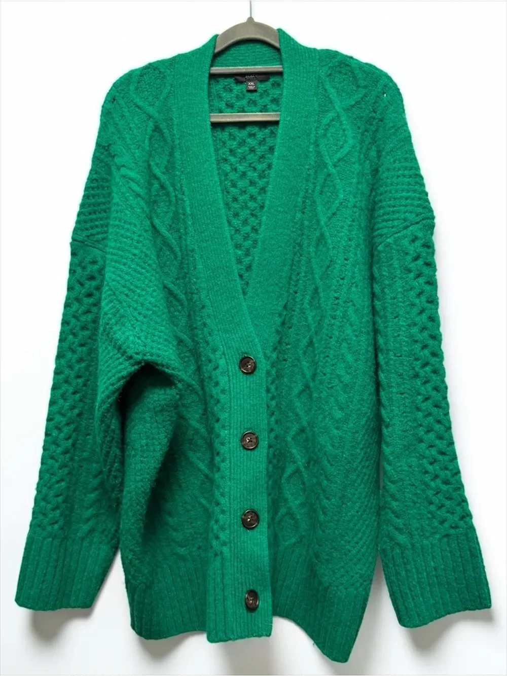 J. Crew Oversized Cable Knit Stretch Cardigan Alpaca Wool XXL